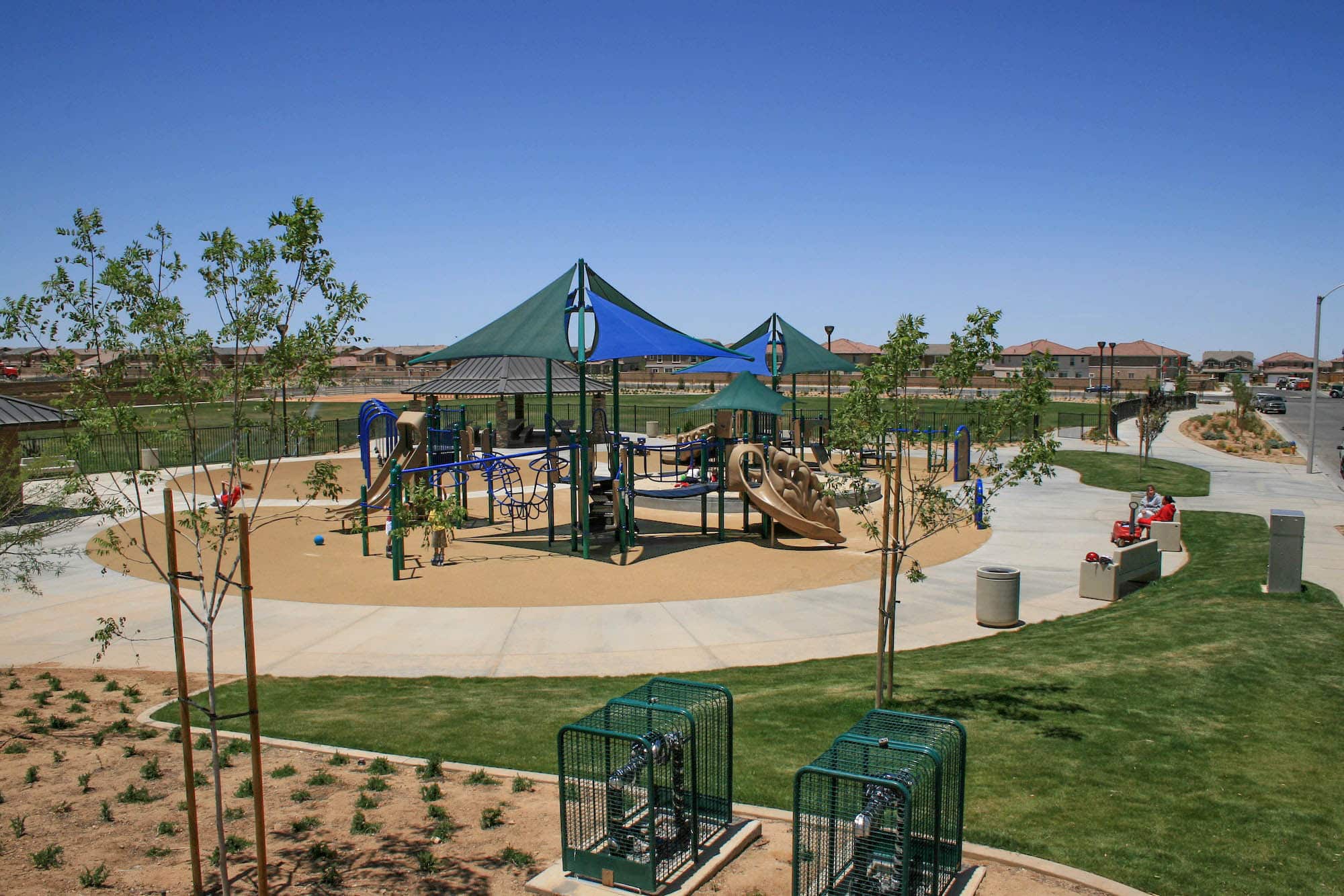 Jungle gym and walking path at Malibu Park
