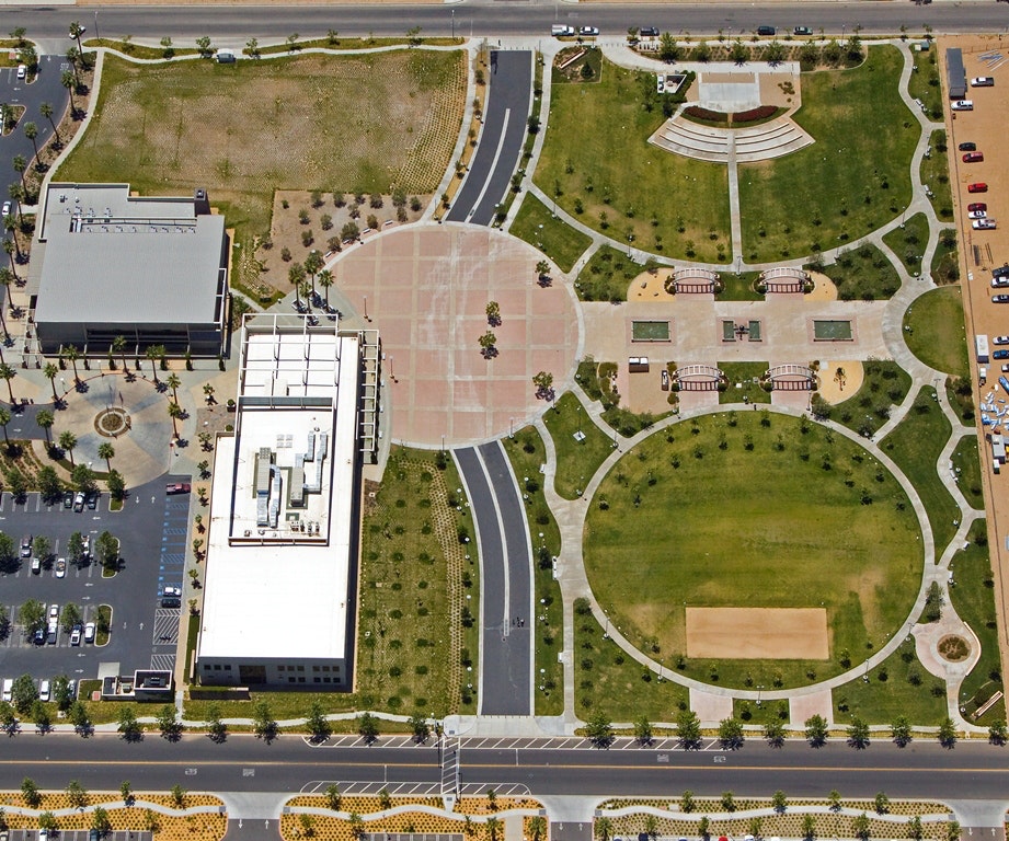 Aerial view of Ampitheatre Rentals