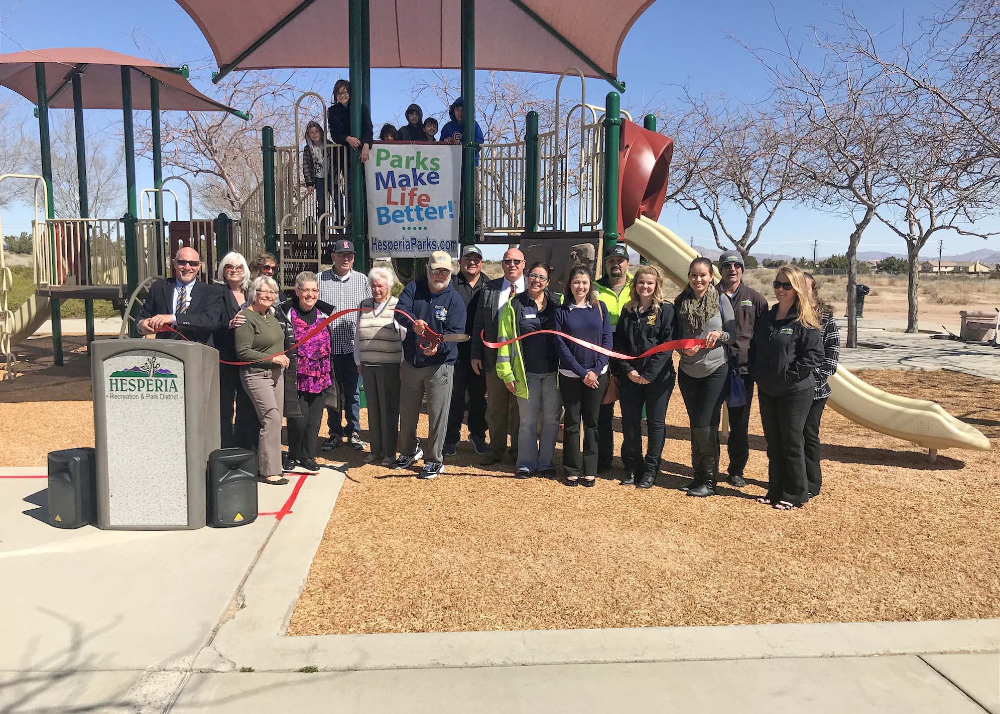 Palm Street Park IMG_3941 Ribbon cutting in front of the jungle gym of the Palm Street Park