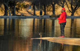 Man fishing at Hesperia Lake