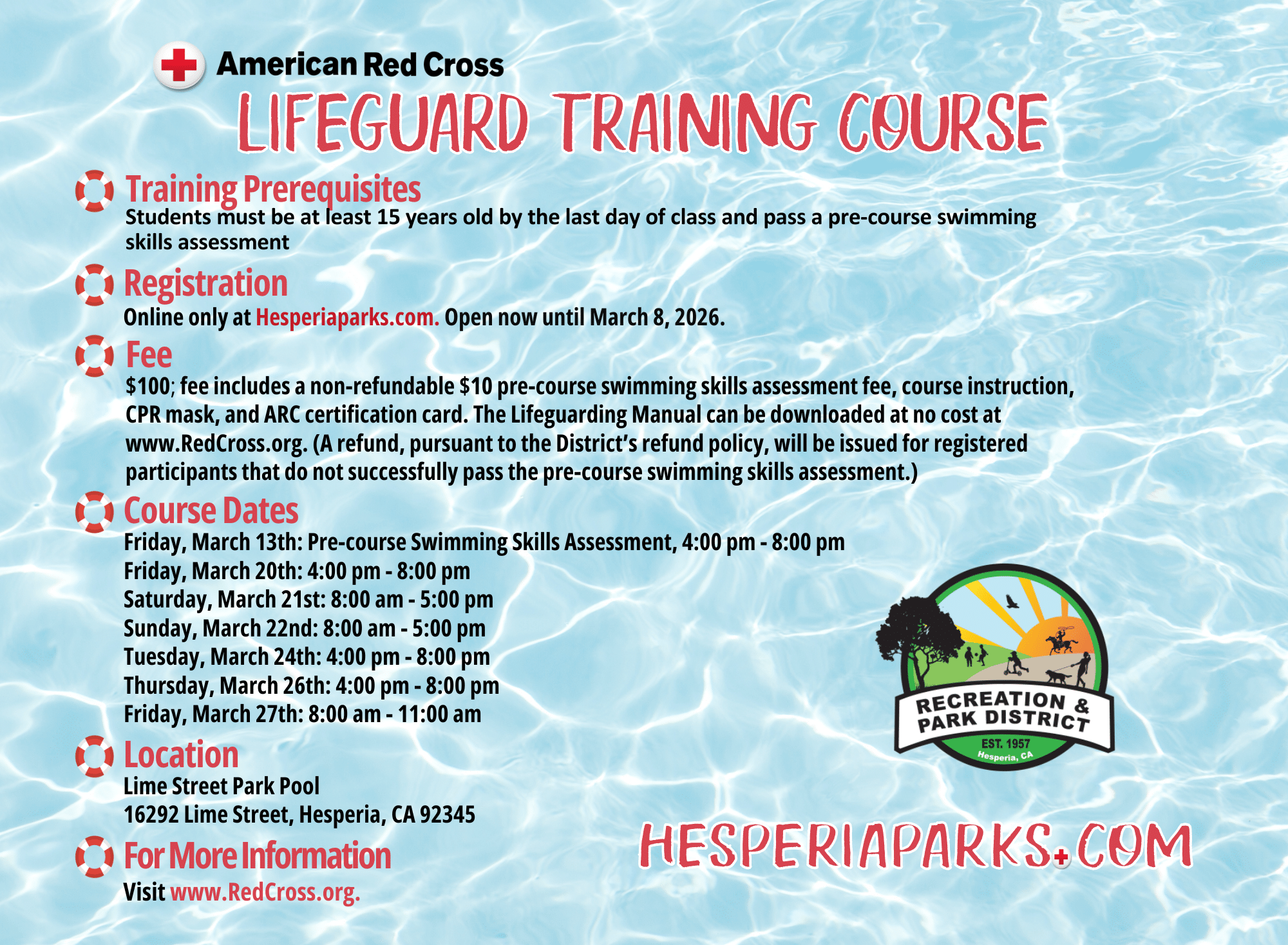 2026 lifeguard training course