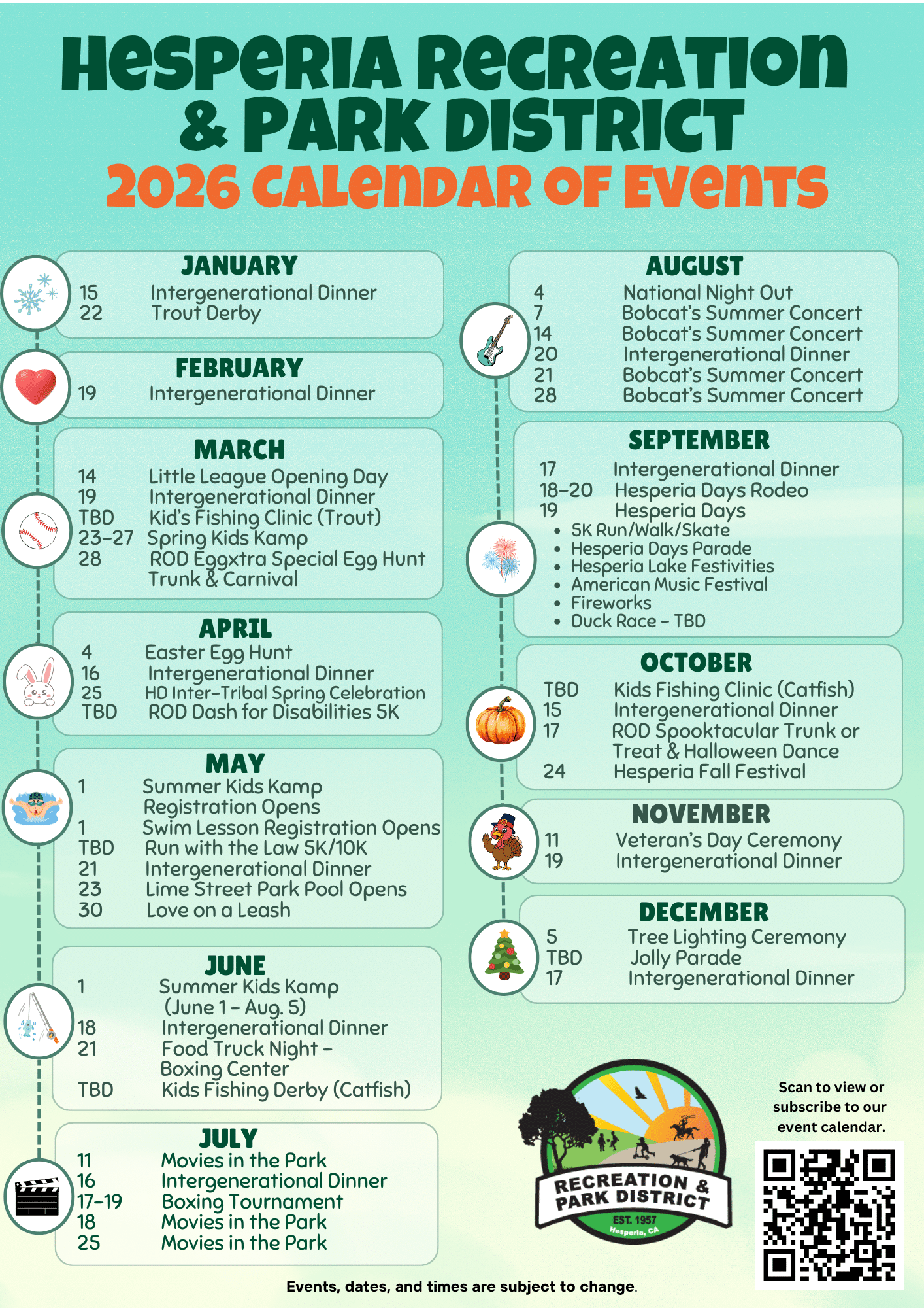 Calendar of Events 2026
