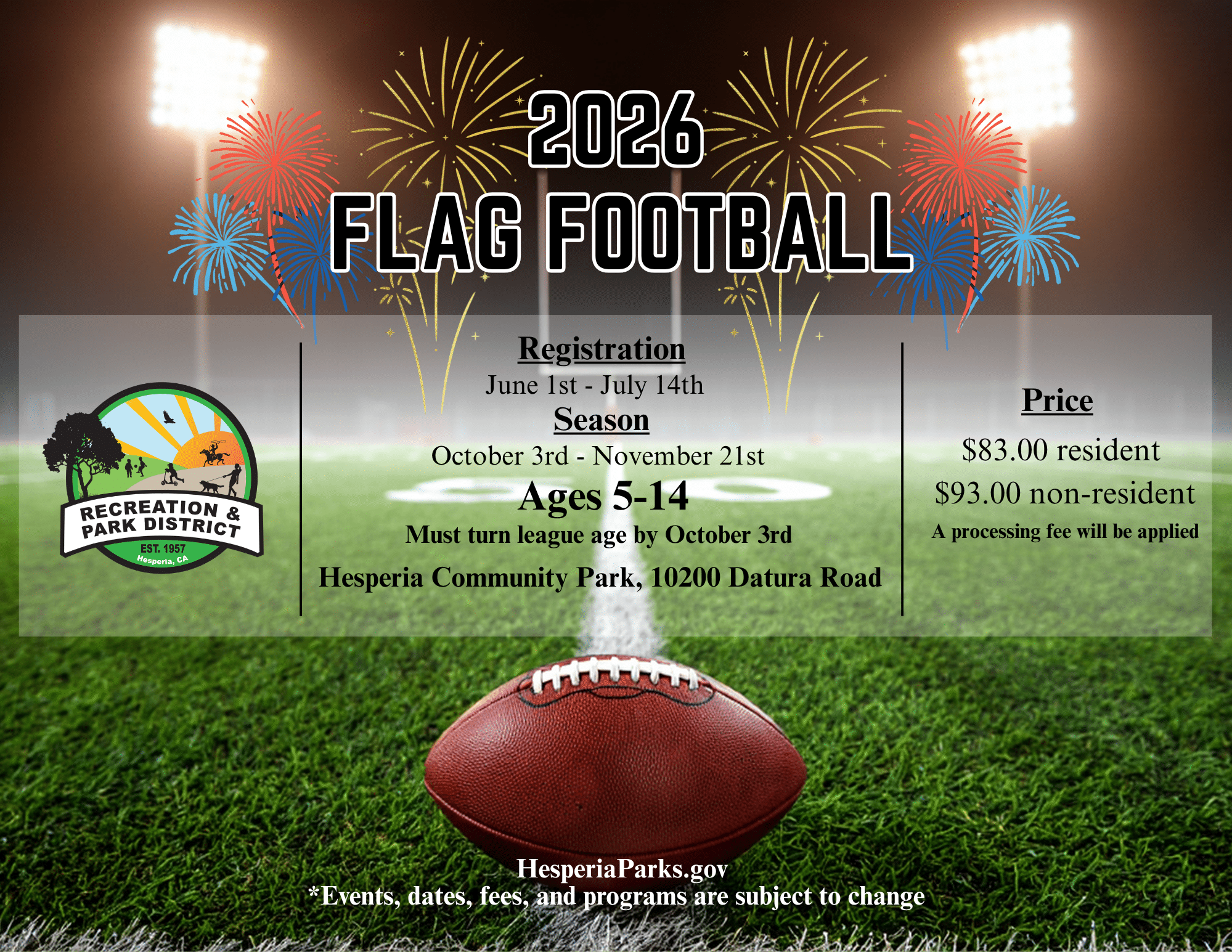 Fall Flag Football – Registration OPEN