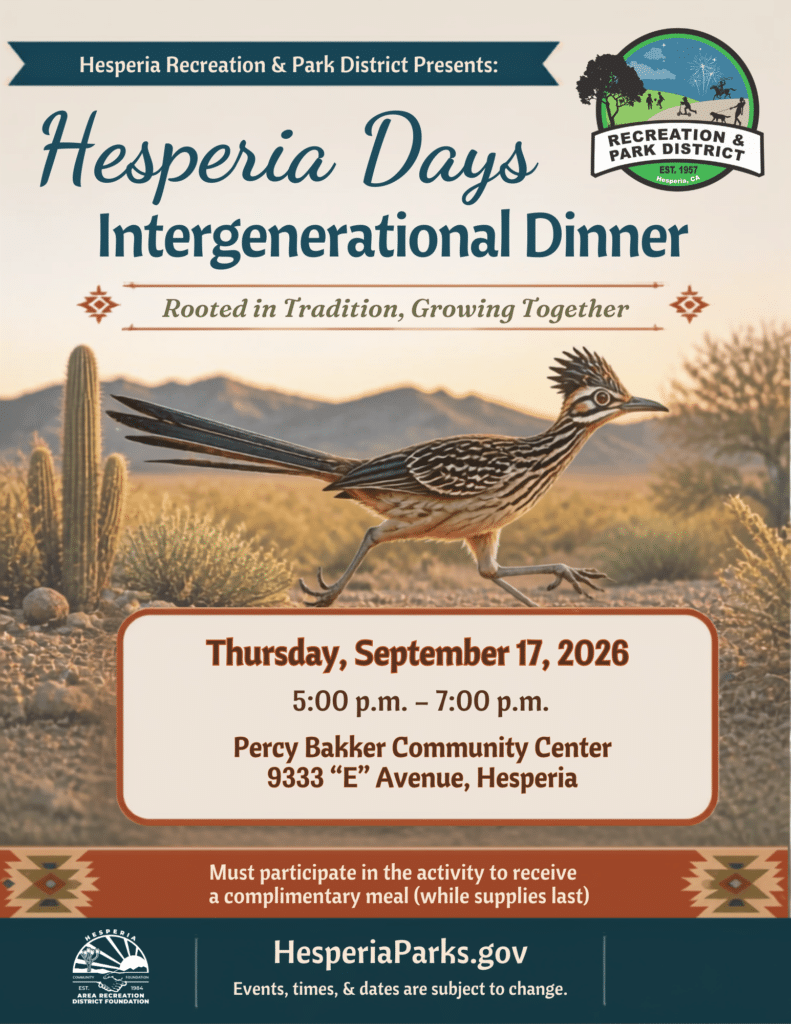 Hesperia Days Intergeneration Dinner Sep. 26