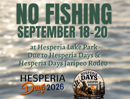NO FISHING at Hesperia Lake Park from September 18–20, 2026
